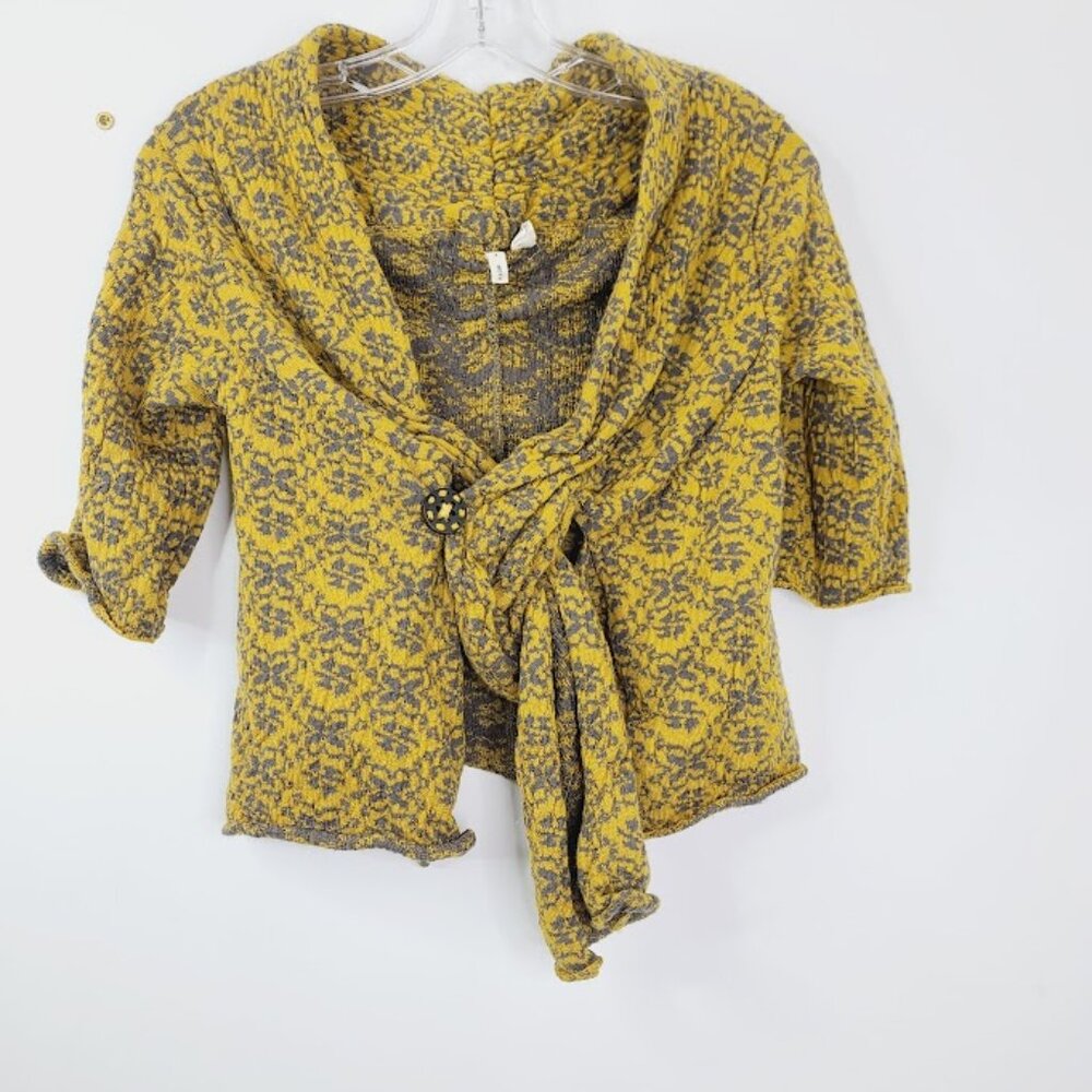 Moth Mustard and Gray Knit Tie-Front Cardigan - Picture 2 of 5